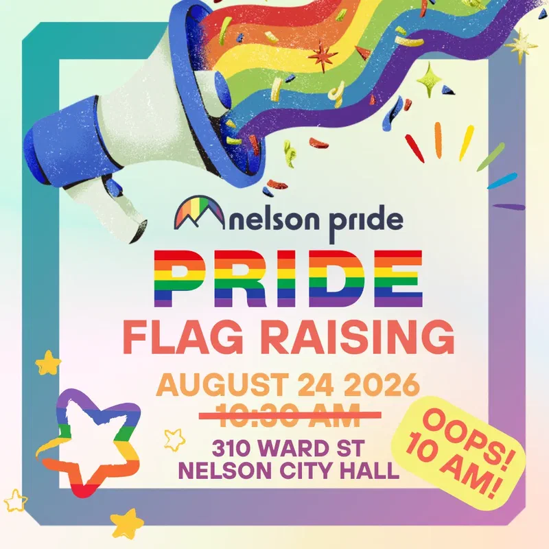 Pride Flag Raising, Nelson Pride 2026 social post